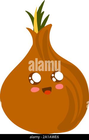 Cute onion, illustration, vector on white background. Stock Vector