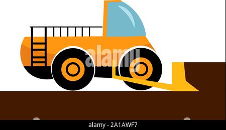 Yellow bulldozer, illustration, vector on white background. Stock Vector