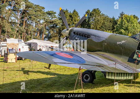 Spitfire on display at the annual forties weekend in Holt and Sheringham Stock Photo