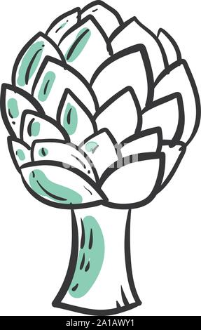 Artichoke drawing, illustration, vector on white background. Stock Vector