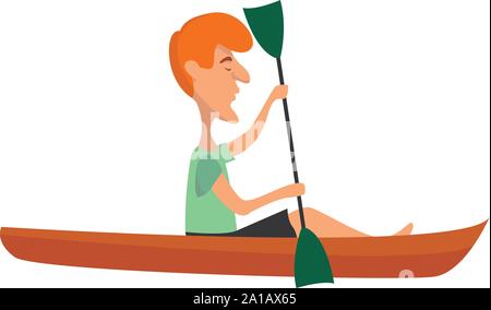 Red canoe, illustration, vector on white background. Stock Vector