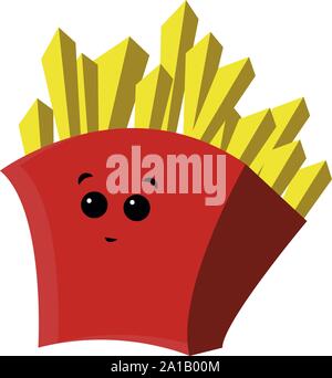 French fries, illustration, vector on white background. Stock Vector