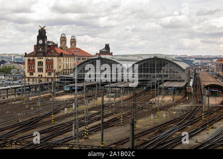 Photo of the Main Train Station (Praha hlavní nádraží) in Prague, Czech Republic Stock Photo