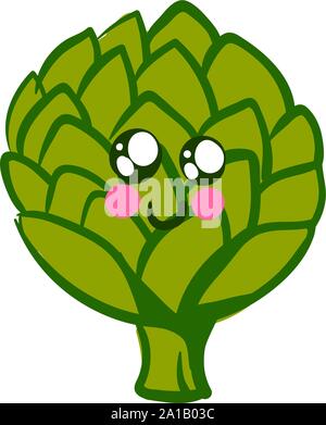 Cute artichoke, illustration, vector on white background. Stock Vector