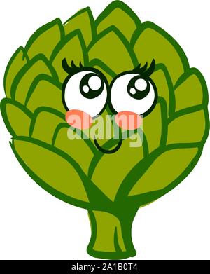 Cute artichoke, illustration, vector on white background. Stock Vector