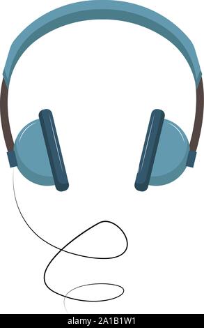 Blue headphones, illustration, vector on white background. Stock Vector