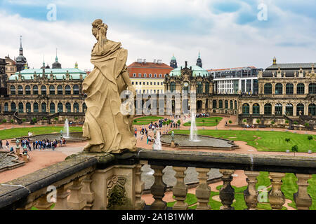 DRESDEN, GERMANY - May 21, 2018:  Tourist crowd at Zwinger Dresden. The Dresden Zwinger is a Historic Palace and Tourist attraction in Dresden. Stock Photo