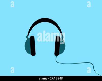 Headphones, illustration, vector on white background. Stock Vector