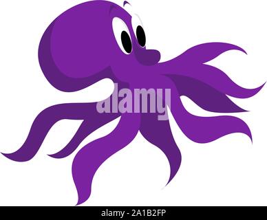Purple octopus, illustration, vector on white background. Stock Vector