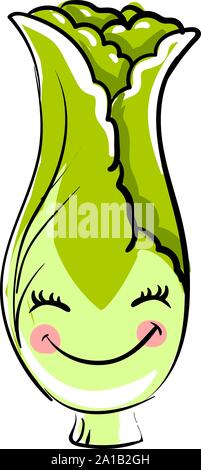 Cute letuce, illustration, vector on white background. Stock Vector