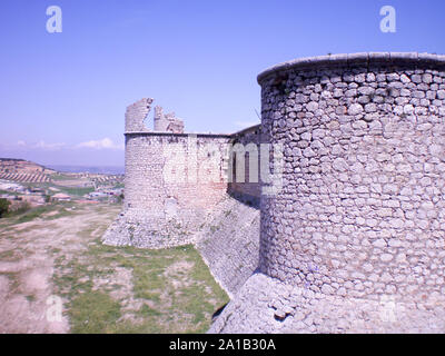 Wonderful Medieval Castle Of The Counts Of Chichon Built In The 15th Century In Chinchon. April 24, 2010. Madrid, Spain, Europe. Travel Tourism Street Stock Photo