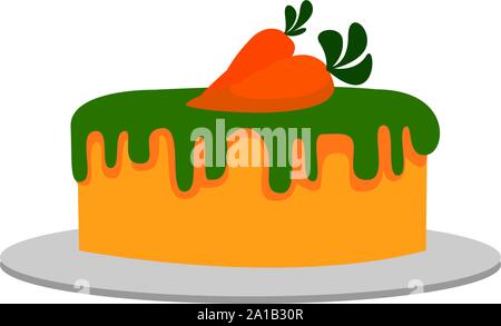 Carrot cake, illustration, vector on white background. Stock Vector