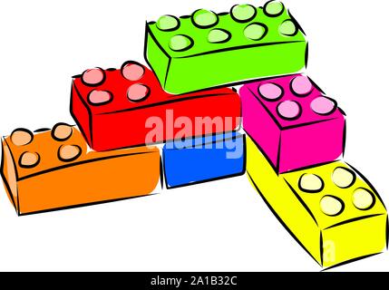 Lego, illustration, vector on white background. Stock Vector
