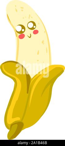 Cute banana, illustration, vector on white background. Stock Vector