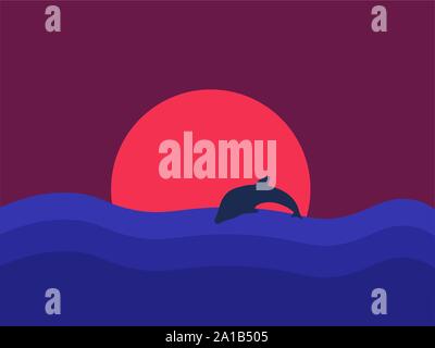 Sea picture, illustration, vector on white background. Stock Vector