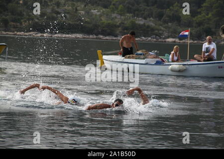 44th Faros swimming marathon in Stari grad, Hvar island, Croatia Stock Photo