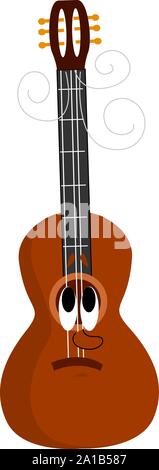 Sad guitar, illustration, vector on white background. Stock Vector