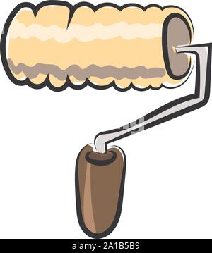 Paint roller, illustration, vector on white background. Stock Vector