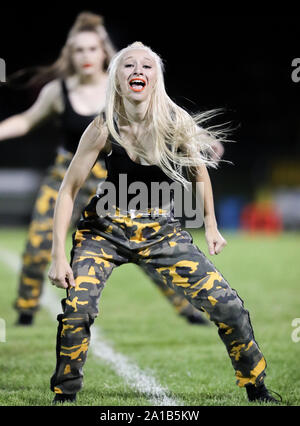 Post Falls High School Dance Team performing during a football game in Post Falls, Idaho. Stock Photo