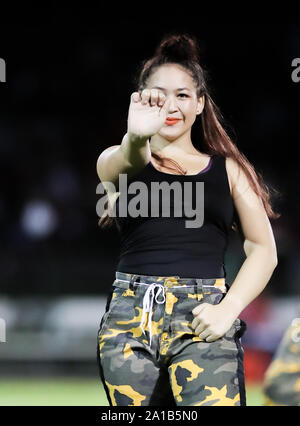 Post Falls High School Dance Team performing during a football game in Post Falls, Idaho. Stock Photo