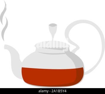 Glass teapot, illustration, vector on white background. Stock Vector