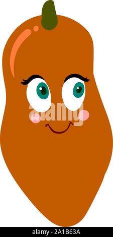 Happy papaya, illustration, vector on white background. Stock Vector