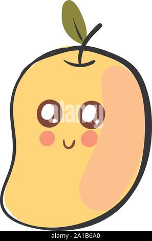 Cute mango, illustration, vector on white background. Stock Vector