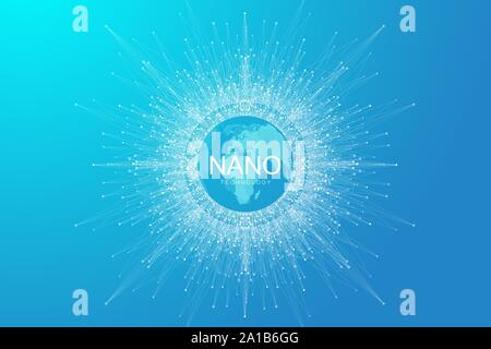 Nano technologies abstract background. Cyber technology concept. Artificial Intelligence, virtual reality, bionics, robotics, global network Stock Vector