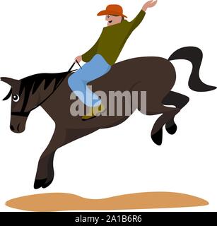 Rodeo, illustration, vector on white background. Stock Vector