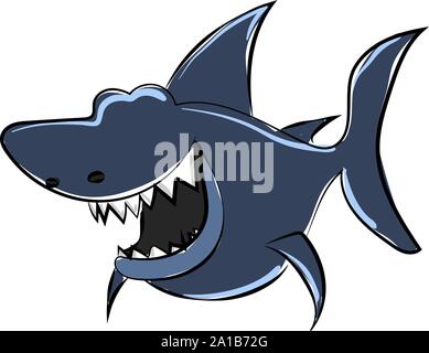 Blue shark, illustration, vector on white background. Stock Vector