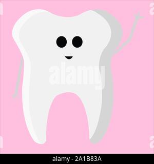 Happy tooth, illustration, vector on white background. Stock Vector