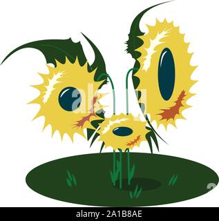 Sunflowers, illustration, vector on white background. Stock Vector