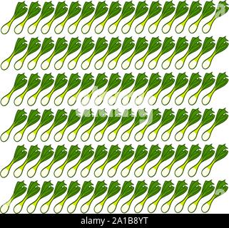 Leek wallpaper, illustration, vector on white background. Stock Vector