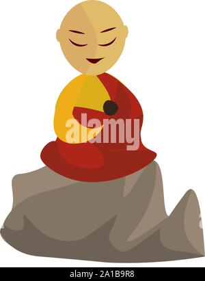 Monk, illustration, vector on white background. Stock Vector