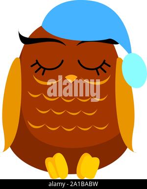 Sleeping owl, illustration, vector on white background. Stock Vector