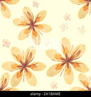 Pressed and dried flowers pattern Stock Photo