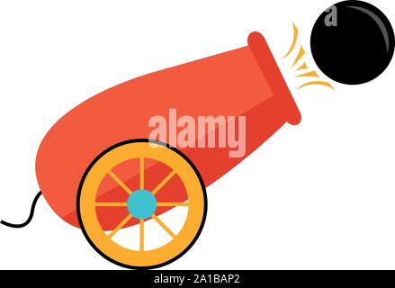 Red cannon, illustration, vector on white background. Stock Vector