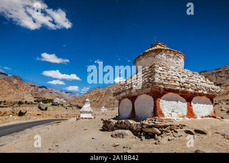 Whitewashed chortens near Likir monastery Stock Photo