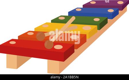 Xylophone, illustration, vector on white background. Stock Vector