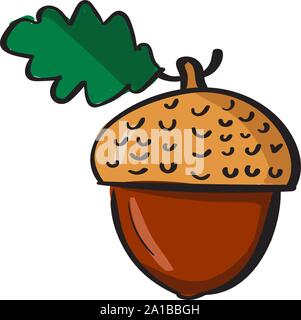 Acorn, illustration, vector on white background. Stock Vector