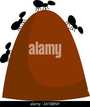 Anthill, illustration, vector on white background. Stock Vector