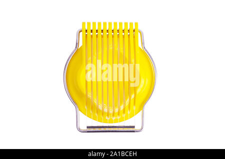Egg cutter for cutting boiled eggs. Isolated on white background. Path selection. Stock Photo
