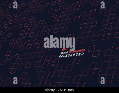 Abstract red square of technology design on dark template background. Use for ad, cover design, print, annual report. illustration vector eps10 Stock Vector