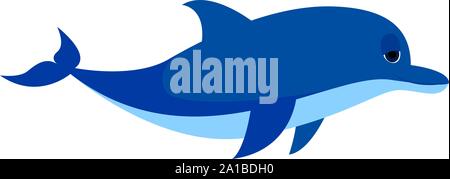 Blue dolphin, illustration, vector on white background. Stock Vector
