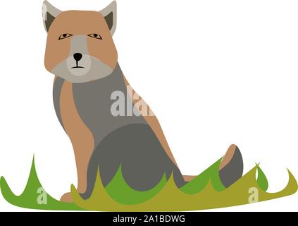 Sad fox, illustration, vector on white background. Stock Vector