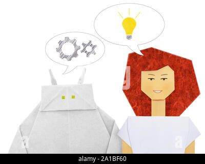 Robot and human dialog Stock Photo