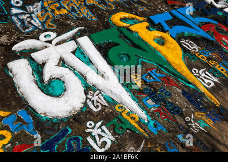 Buddhist mantra on stones Stock Photo