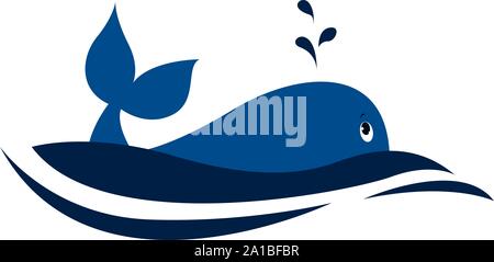 Blue dolphin, illustration, vector on white background. Stock Vector