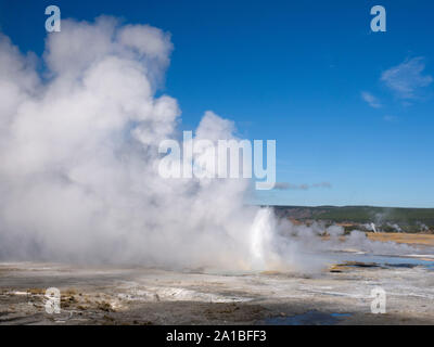 Hot springs erupting, Midway Geyser Basin, Yellowstone National Park, Wyoming, USA
