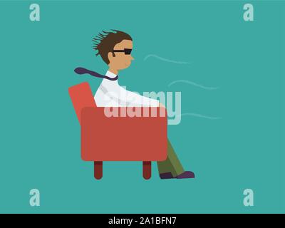 Windy man, illustration, vector on white background. Stock Vector